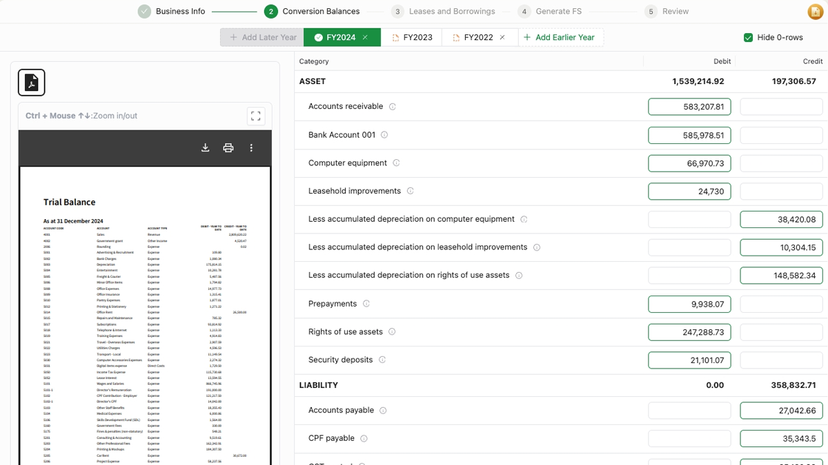 Upload Trial Balance